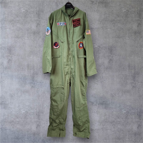 Leg Avenue‎ Top Gun Flight Suit Jumpsuit Costume Maverick Goose Patches Size XL - Picture 1 of 12